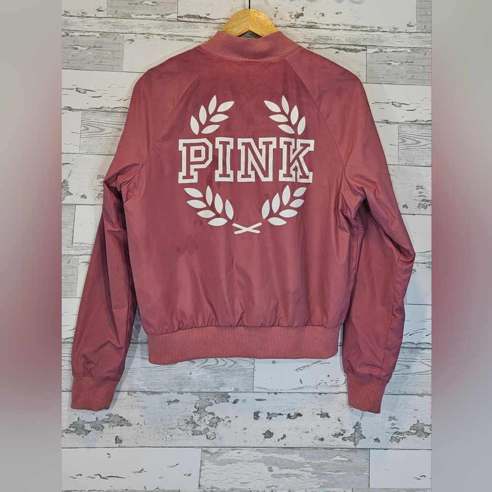 Victorias Secret PINK Full Zip Bomber Jacket Xsmall Logo